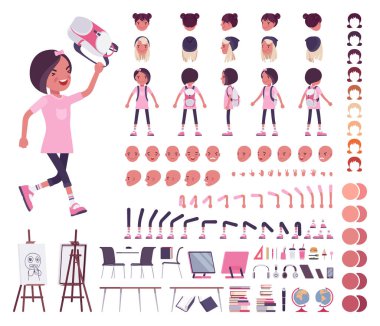 Liseli kız inşaat seti.