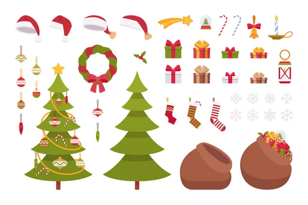 Set of Christmas items — Stock Vector