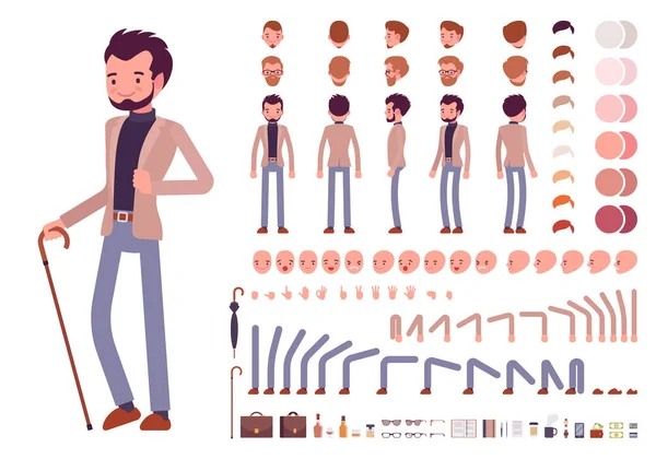 Smart casual male character creation set — Stock Vector
