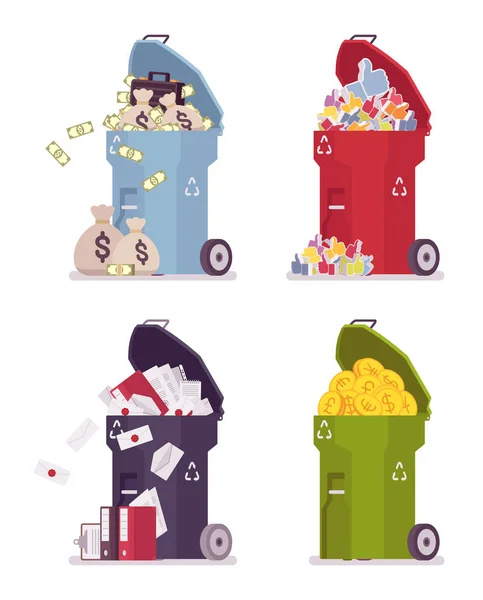 Ensemble de poubelles — Image vectorielle