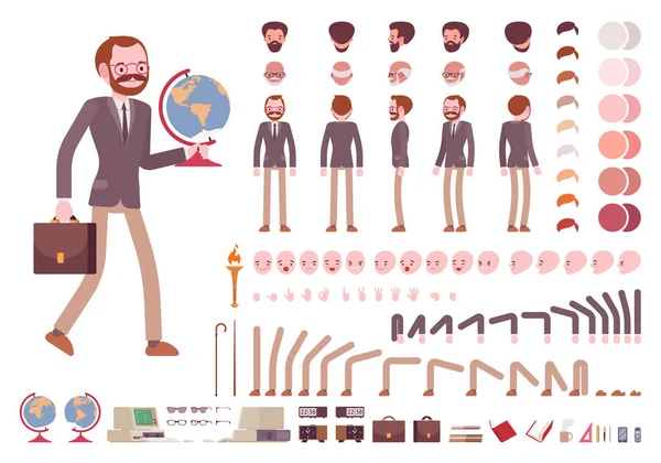 Erkek öğretmen karakter oluşturma seti