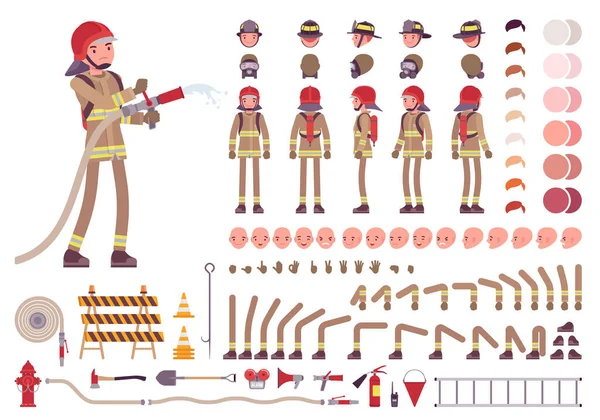 Набор персонажей-пожарных — стоковый вектор