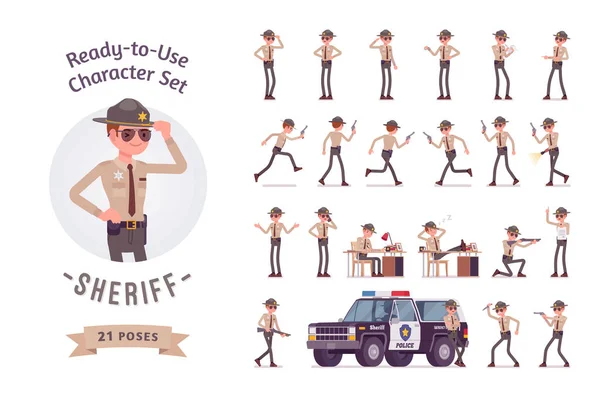 Jeu de caractères prêt à l'emploi du shérif — Image vectorielle