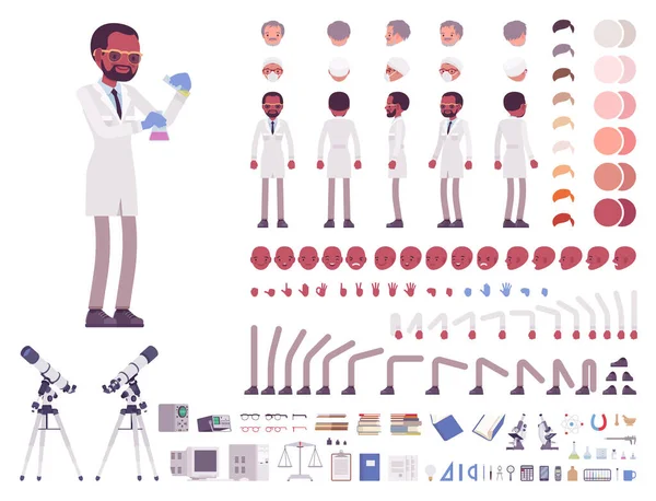 Ensemble de création scientifique masculin — Image vectorielle