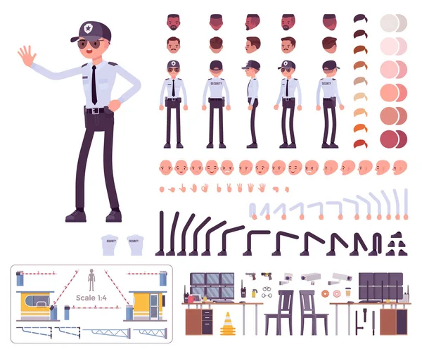 男性警備員の作成セット — ストックベクタ