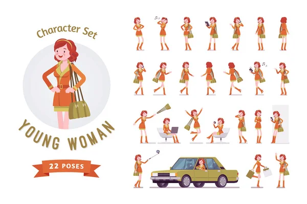 Çekici kadın karakter seti