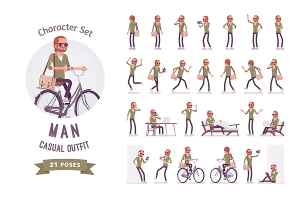 Genç kızıl saçlı erkek karakter seti