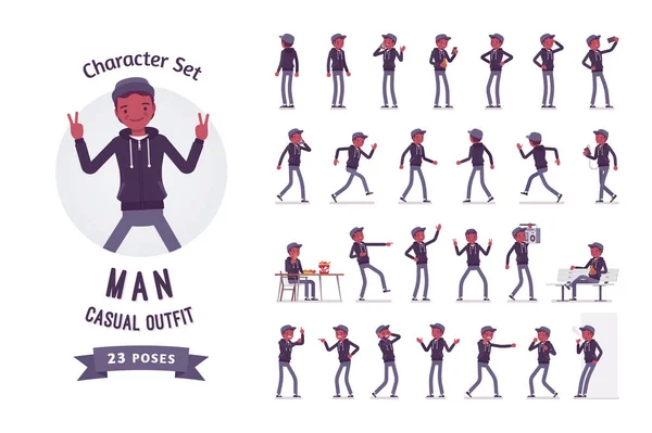 Genç siyahi karakter seti