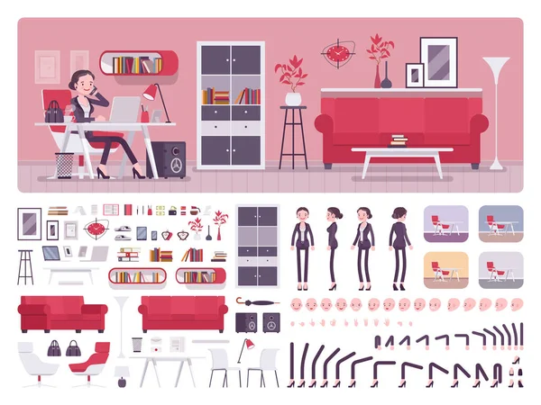 Kit de création de bureau femme manager — Image vectorielle