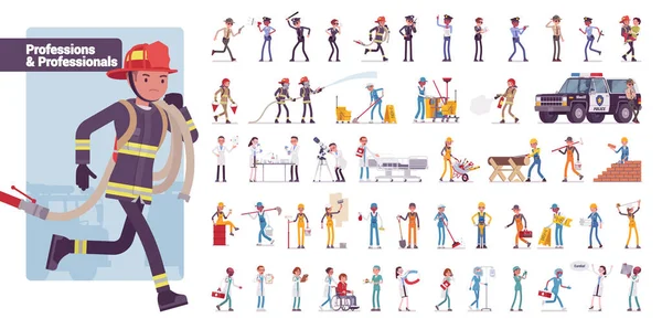 Professions big bundle character set — Stock Vector