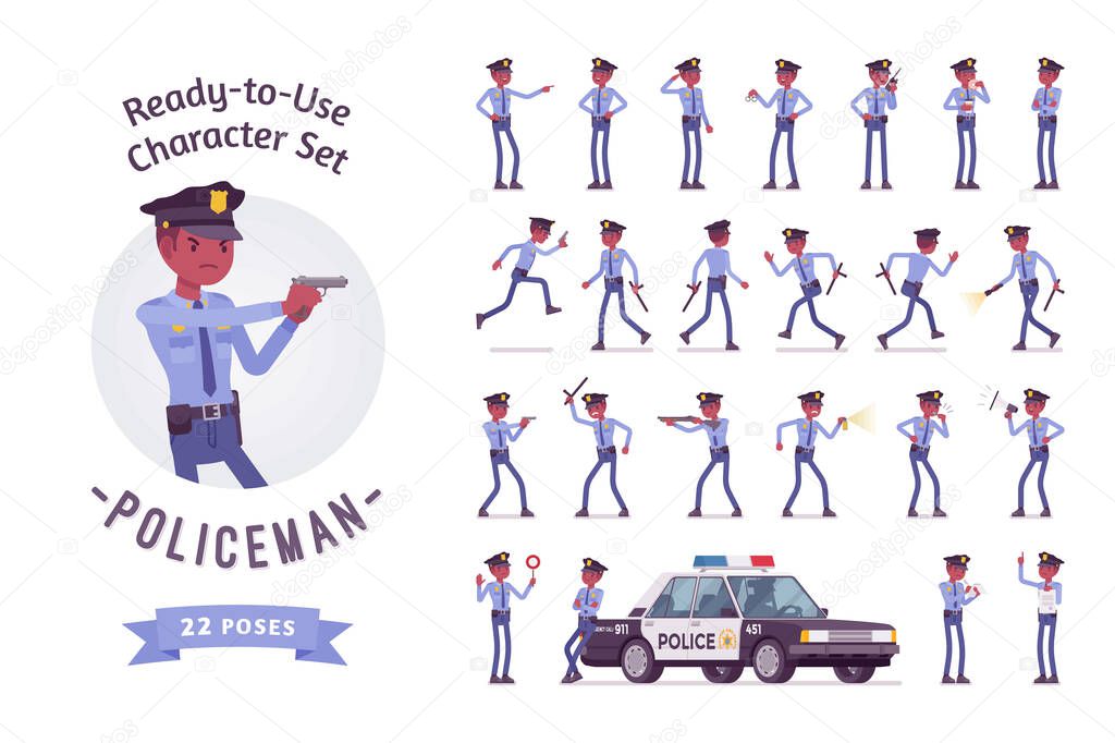 Black policeman ready-to-use character set