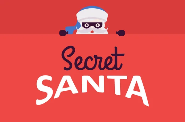 Secreto de Santa Claus con máscara de ojo negro, diseño de letras festivas — Archivo Imágenes Vectoriales
