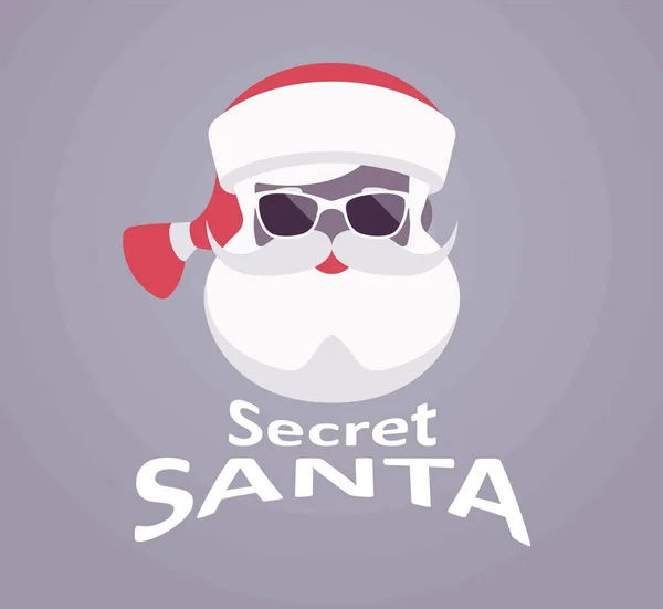 Таємниця Санта Клаус у темних окулярах, святковий дизайн письма — стоковий вектор