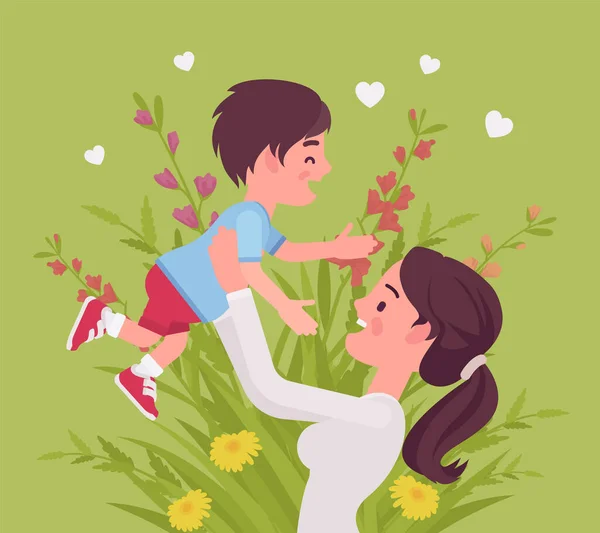 Mãe e bebê filho, saúde feminina em família feliz —  Vetores de Stock