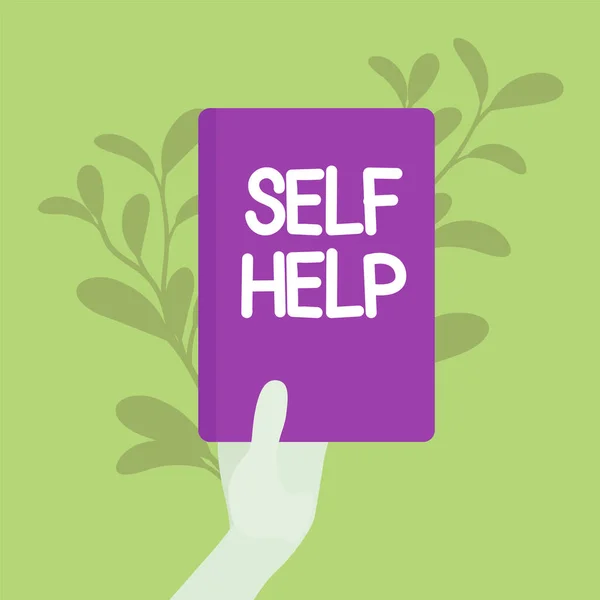 Livre d'auto-assistance, santé et résolution de problèmes psychologiques — Image vectorielle