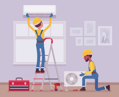 Evdeki servis teknisyenleri tarafından havalandırma kurulumu