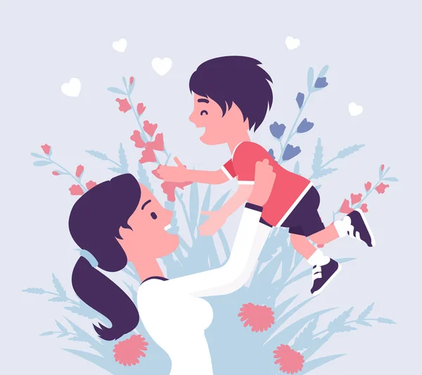 妈妈和孩子，快乐家庭中的女性健康 — 图库矢量图片