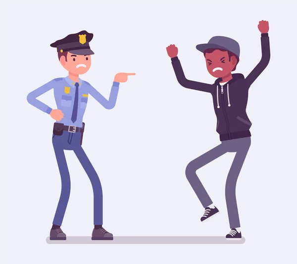 Conflict of interest for policeman and criminal — Stock Vector