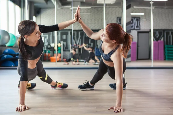 Zwei Attraktive Fitness Girls Machen Liegestütze — Stockfoto