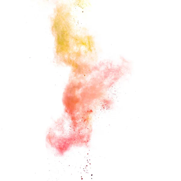 Freeze Motion Colored Dust Explosion Isolated White Background — Stock Photo, Image