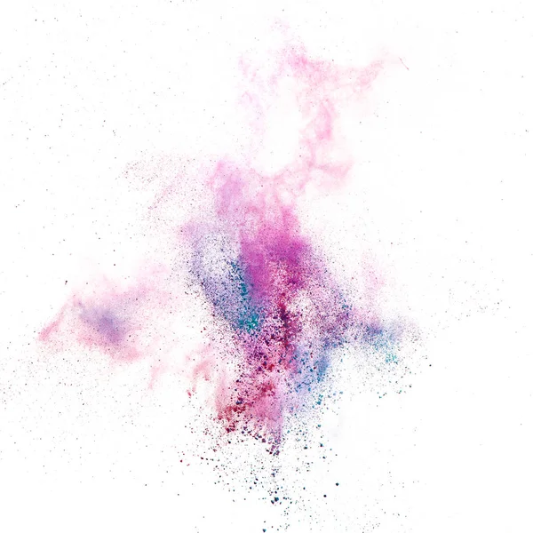 Замораживание Движения Цветной Пыли Взрыв Изолирован Белом Фоне — стоковое фото