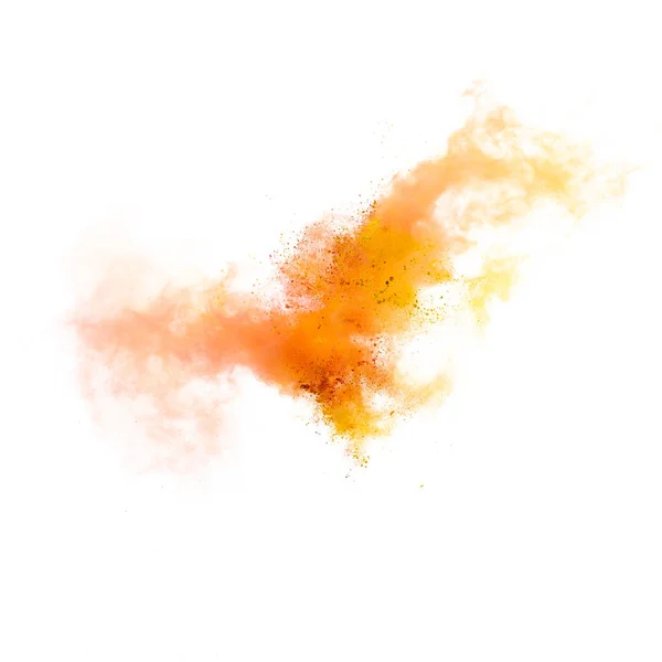 Freeze Motion Colored Dust Explosion Isolated White Background — Stock Photo, Image