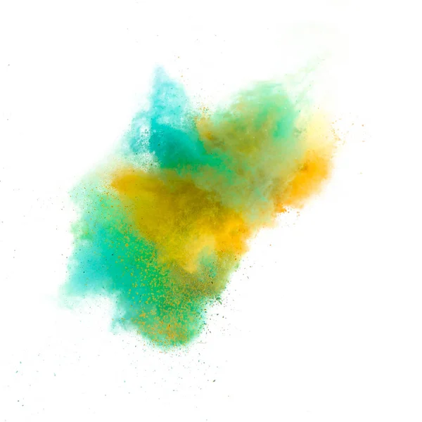 Замораживание Движения Цветной Пыли Взрыв Изолирован Белом Фоне — стоковое фото