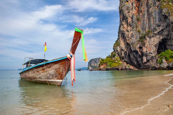 Tropical Vacation Holiday Tourism Beach Concept Long Tail Boat Tropical — Stock Photo, Image