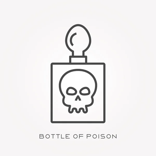 Línea icono botella de veneno — Vector de stock
