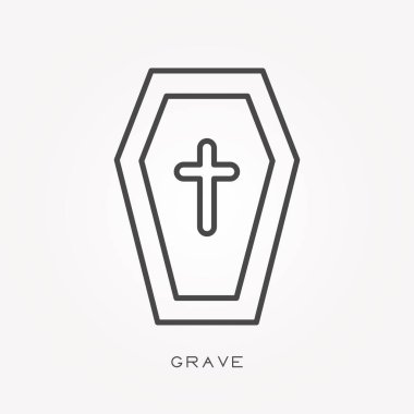 Mezarlı düz vektör simgeleri