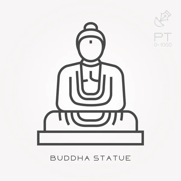 Linje ikon Buddha staty — Stock vektor