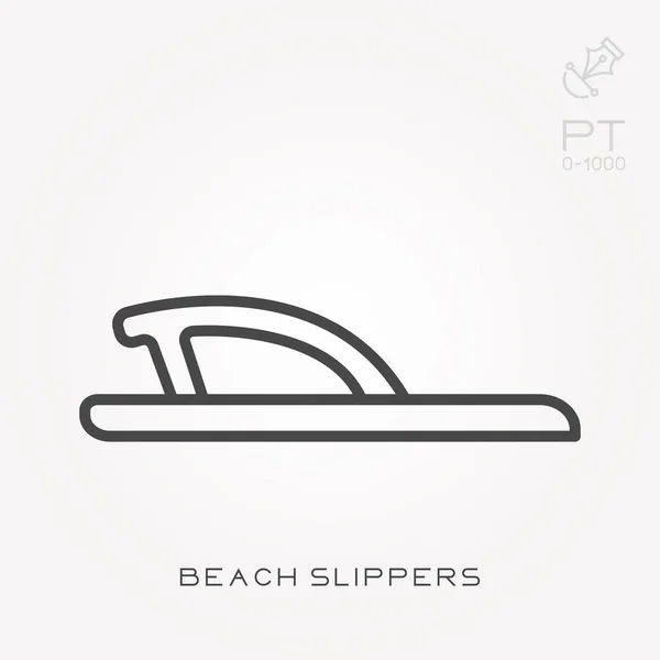 Line icon beach slippers — Stock Vector