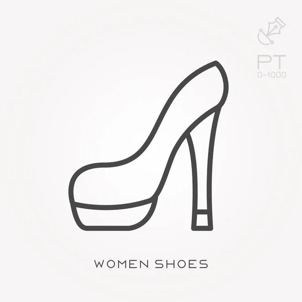 Ligne icône femmes chaussures — Image vectorielle