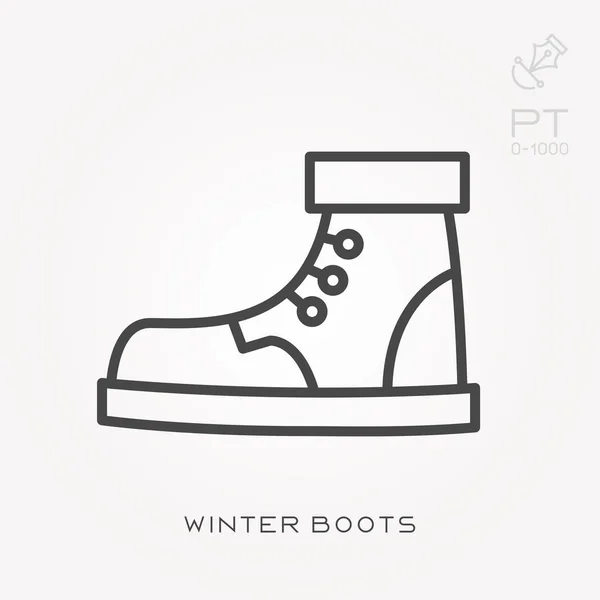 Ligne icône bottes d'hiver — Image vectorielle
