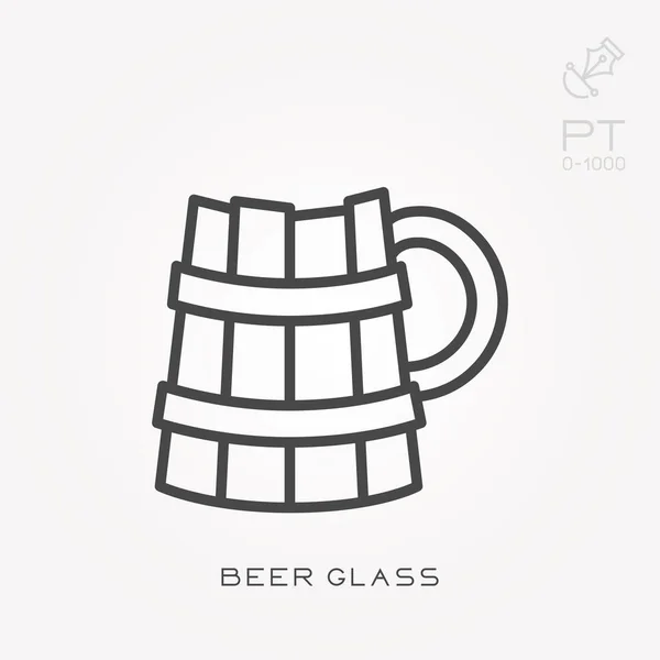 Ikona čáry pivní sklo — Stockový vektor