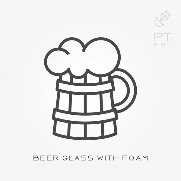 Ikona čáry pivní sklo s pěnou — Stockový vektor