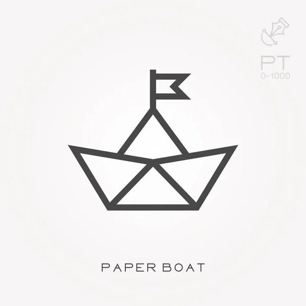 Line icon paper boat — Stock Vector