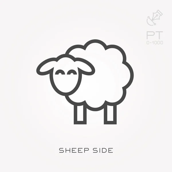 Ligne icône côté mouton — Image vectorielle