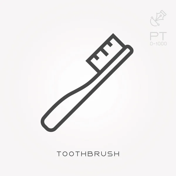Escova de dentes ícone de linha —  Vetores de Stock