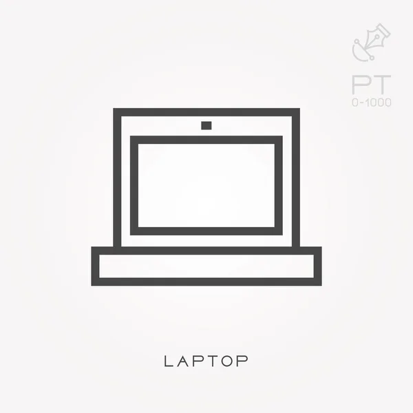 Liniensymbol Laptop — Stockvektor
