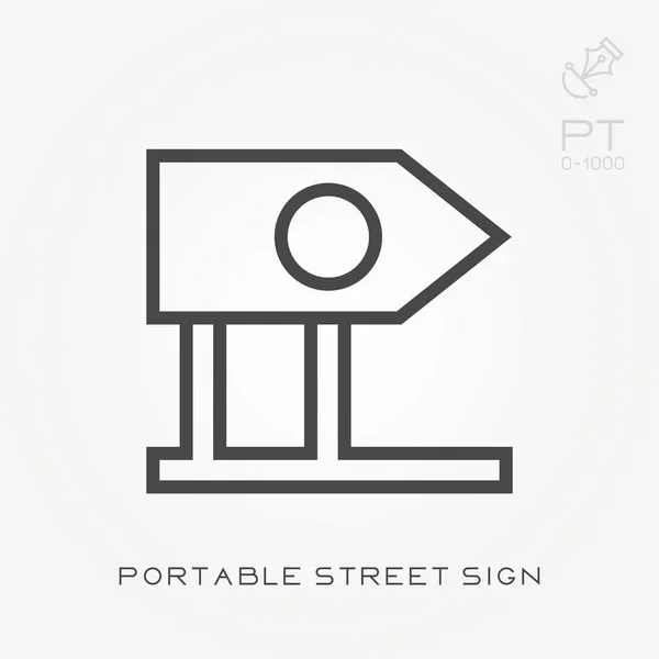 Line icon portable street sign — Stock Vector