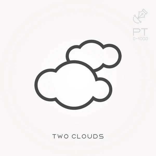 Line icon two clouds — Stock Vector