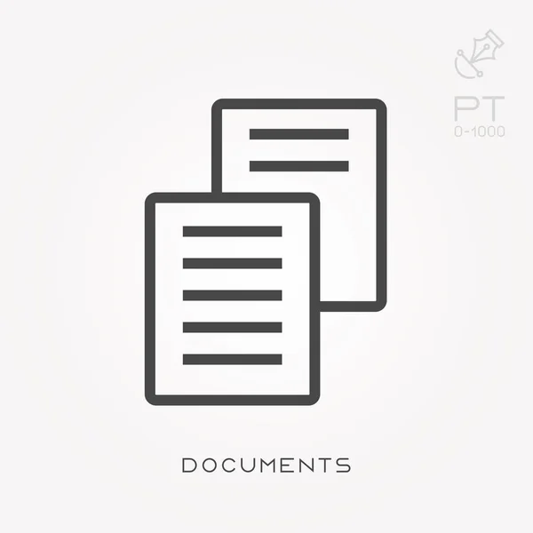 Documentos icono de línea — Vector de stock