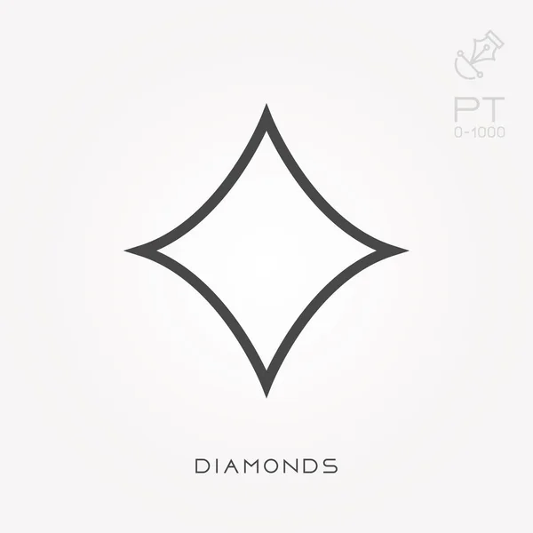 Lijn icoon diamanten — Stockvector
