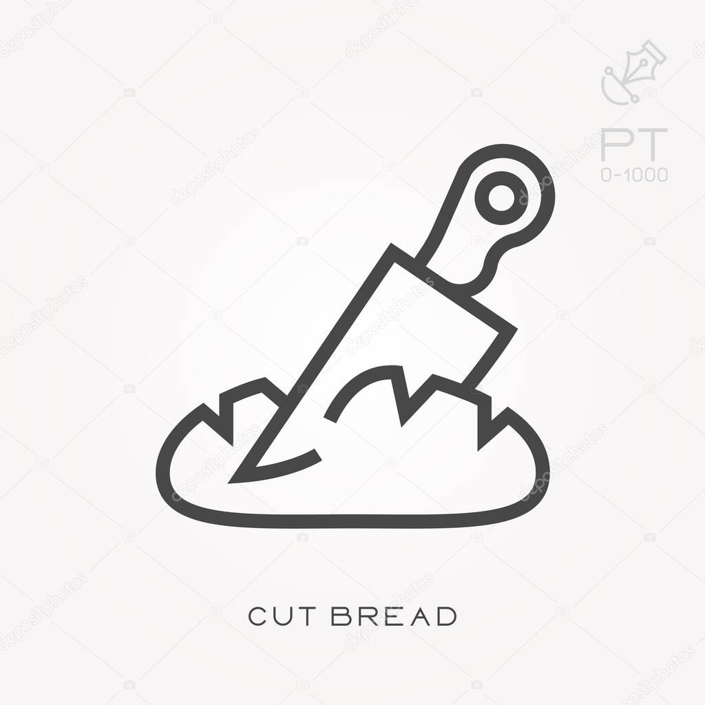 Line icon cut bread