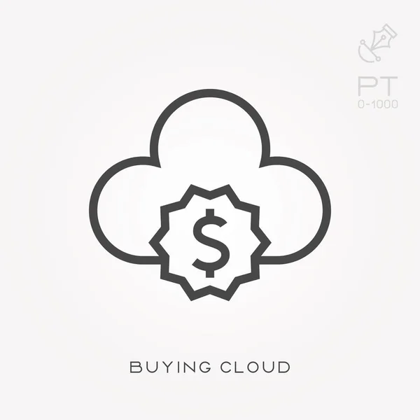 Icono de línea comprar nube — Archivo Imágenes Vectoriales