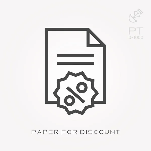 Línea icono de papel para descuento — Vector de stock