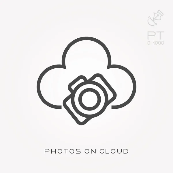 Line icon photos on cloud — Stock Vector