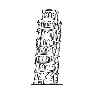 Eğik Pisa Kulesi vektör çizimi. Pisa çizgisi