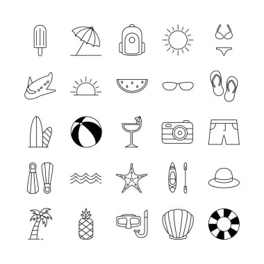 Yaz simgesi işareti. yaz kümesi vektör illüstrasyonu